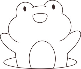 frog jumping out of hole