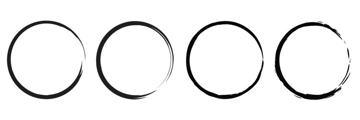 Black Red Zen Circle Brush Logo, Sign, Icon Vector Design Illustration. Circle Brush Zen, Sign, Icon Set Vector Illustration Template. 