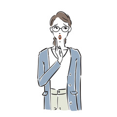 困っているメガネ姿のかっこいいビジネスウーマン