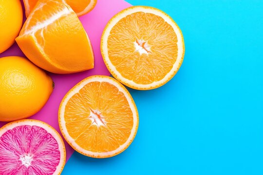 Vivid citrus medley with bold coloration, offering vibrant design element - Powered by Adobe
