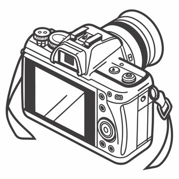 Dslr camera back view line art illustration