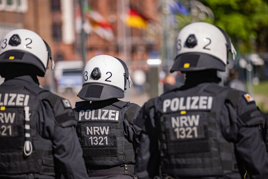German Riot Police Einsatzhundertschaft at protest in Dortmund