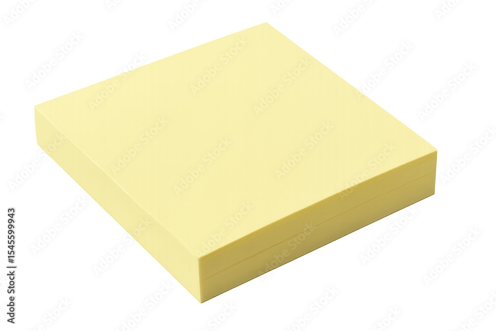 Poster stack of yellow sticky notes isolated on a transparent background, ready for taking notes and remind