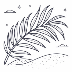 Obraz premium Elegant palm leaf branch design element on white