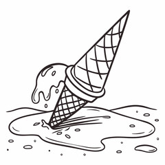 Melted ice cream cone summer treat disaster