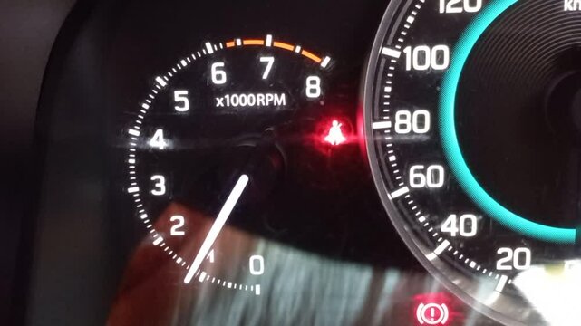 Car's tachometer is moving while gas pedal is stepped