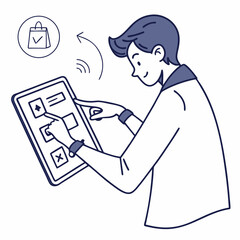 Man using tablet for online shopping app