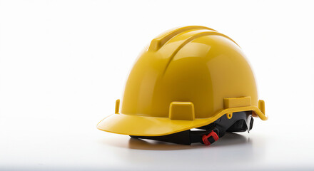 Fototapeta premium Yellow construction safety helmet isolated on a white studio background