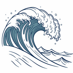 Powerful ocean wave illustration blue design