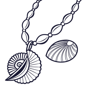 Elegant seashell necklace design element transparent background