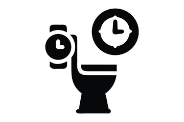 Timely restroom visit concept illustrated. A simple icon of a smart watch and a toilet, suggesting the importance of scheduling bathroom breaks and being mindful of time.