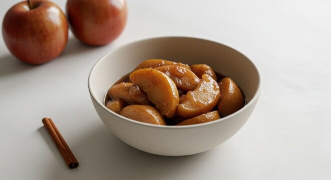 Caramelized Apple Slices In A Bowl