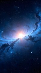 Fototapeta premium A stunning celestial view of a galaxy with brilliant starlight. A celestial scene that evokes a sense of wonder and awe with its swirling patterns of light