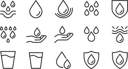 Eco-friendly water drop and sustainability icon set with recycling and refill visuals