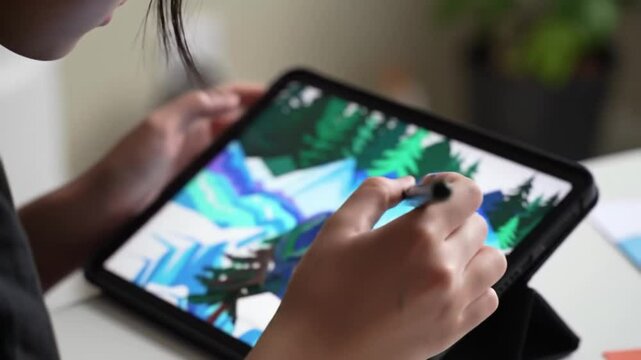 Digital art tutorial: how to draw a landscape painting on ipad with procreate for beginners step by step