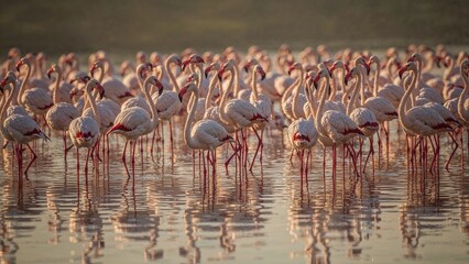 flamingos in the water
