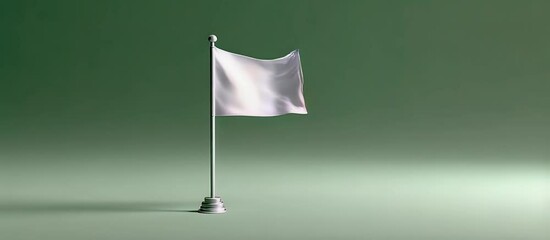 Blank white flag on green background