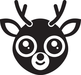 Obraz premium cute deer cartoon head silhouette vector, deer cartoon head vector icon