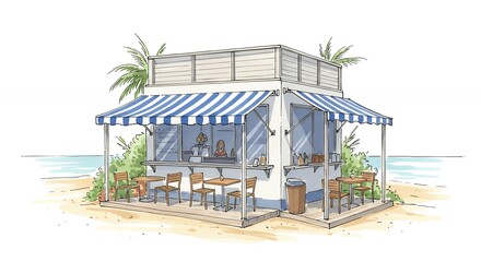 Obraz premium Beachside kiosk illustration