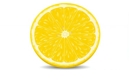 Bright yellow lemon slice isolated