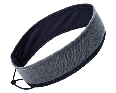 Comfortable dark gray fabric headband with a drawstring on a transparent background