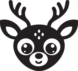 cute deer cartoon head silhouette vector, deer cartoon head vector icon