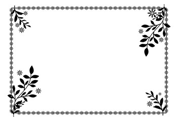 Elegant Black and White Floral Frame Border Design. vector eps