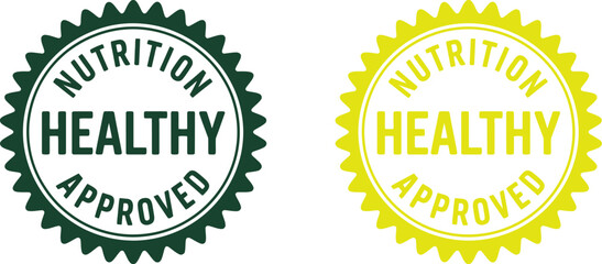 Obraz premium Nutrition healthy approved badge vector for food products and diet plans with nutrition facts label editable stock vector illustration