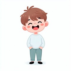 Cute Happy Little Boy Minimalist Illustration