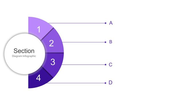 Infographic 4 selected sections with charts and lines for presentation, management, and visualization. 4k animation for business and marketing