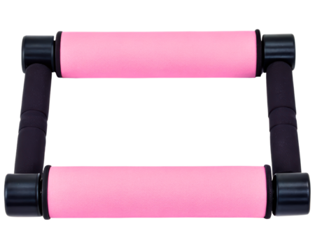 Pair of pink and black push-up bars for exercise on a transparent background - Powered by Adobe