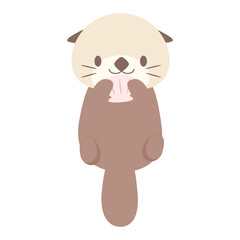 海の癒し系・ラッコのかわいいイラスト素材