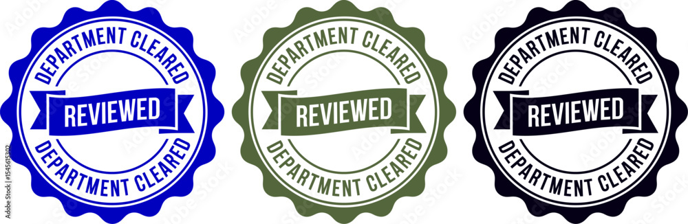 Poster Reviewed department cleared stamp vector graphic for business approval and quality control usage editable stock vector illustration
