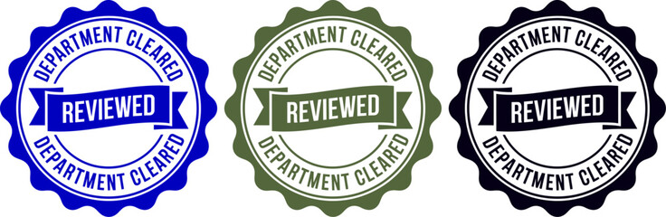 Obraz premium Reviewed department cleared stamp vector graphic for business approval and quality control usage editable stock vector illustration