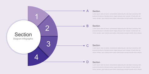 Infographic 4 selected sections with charts and lines for presentation, management, and visualization. for business and marketing