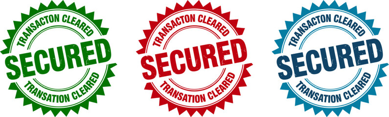 Secured transaction cleared stamp vector image for financial security and payment confirmation seal design editable stock vector illustration