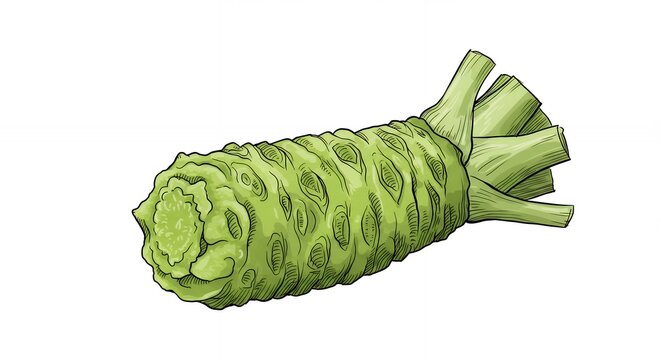 Fresh wasabi root whole piece illustration