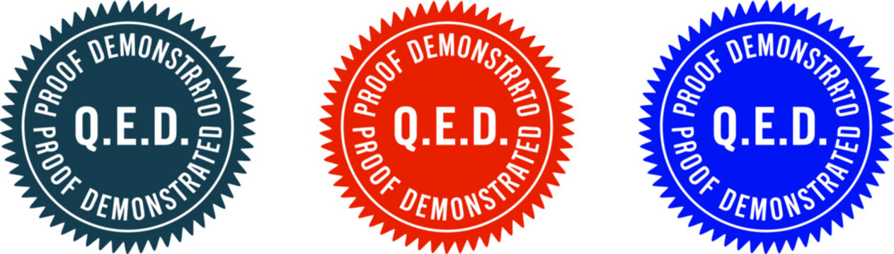 Qed symbol proof demonstrated seal of approval quality assurance qed certified stamp vector graphic design editable stock vector illustration