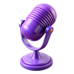 Purple Retro Microphone 3D Render, Isolated on White Background, Studio Shot