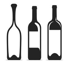 A black bottle is displayed against a red circle art