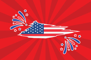A cheerful 4th of July greeting card with bursting fireworks, glowing stars, and the iconic American flag waving proudly to celebrate the nation’s freedom and unity.