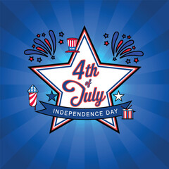 Celebrate freedom with a bold 4th of July design featuring stars, fireworks, and the American flag, capturing the patriotic spirit in vibrant red, white, and blue.