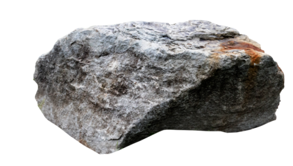 Large Natural Rock on White Background Isolated with green grass