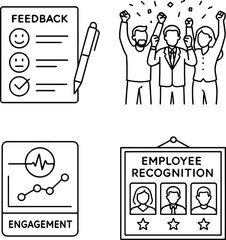 Set of Employee Engagement Management icons