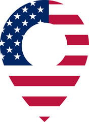 American Flag Location Icon 4th of July USA Independence Day Veterans Day