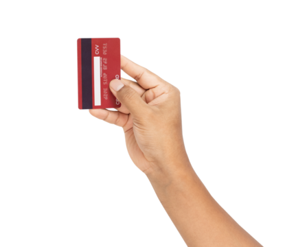 hand holding credit card on isolated white background - Powered by Adobe