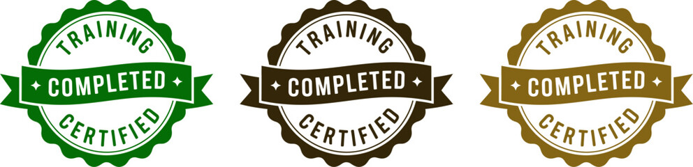 Training completed certified badge vector for professional development and skill enhancement design editable stock vector illustration