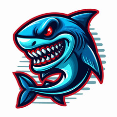 Angry Cartoon Shark Mascot Vector Illustration