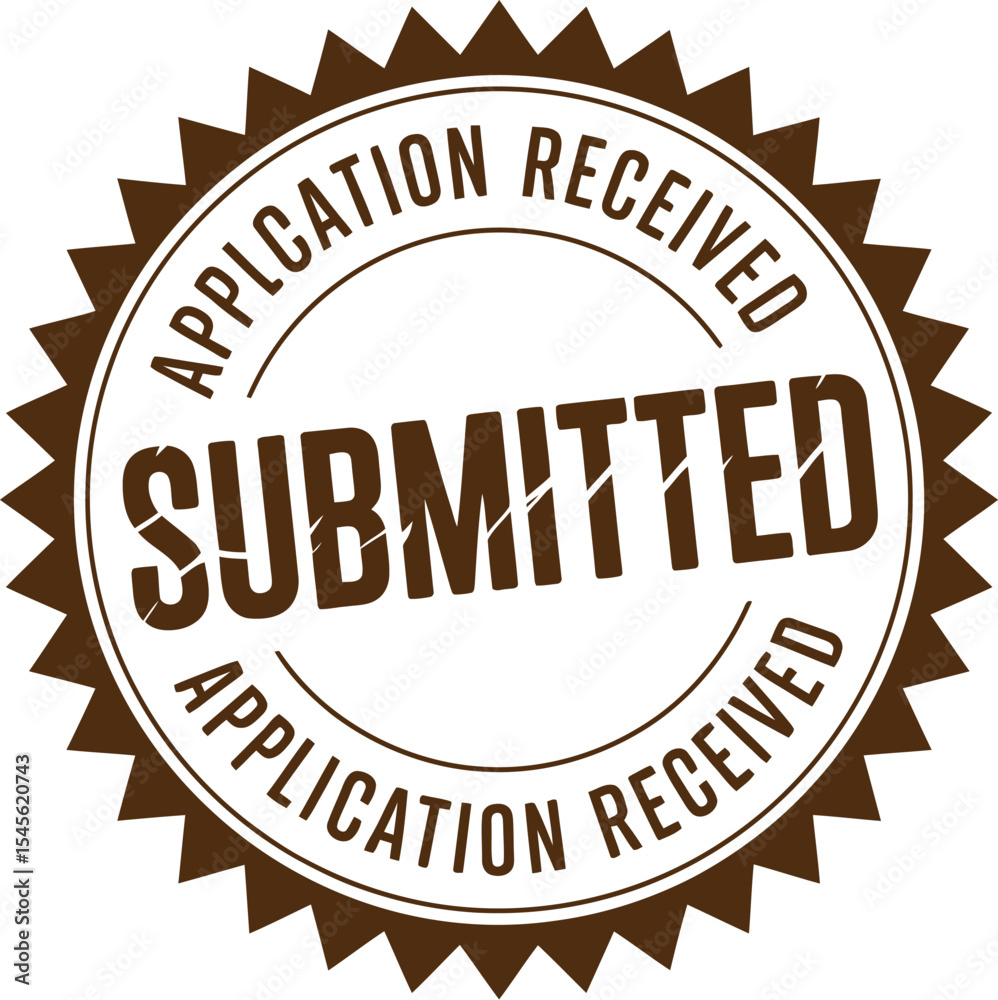Poster submitted application received stamp vector graphic for document confirmation and approval process e