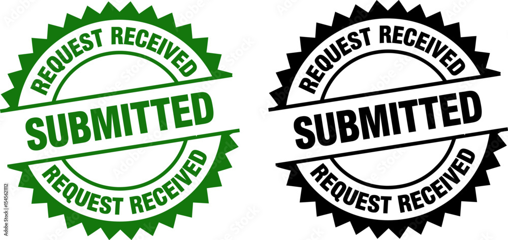 Poster Submitted request received stamp vector graphic for approval process and document submission workflow editable stock vector illustration